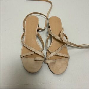 Anthropologie Lace Up Leather Round Block Heels Size 8